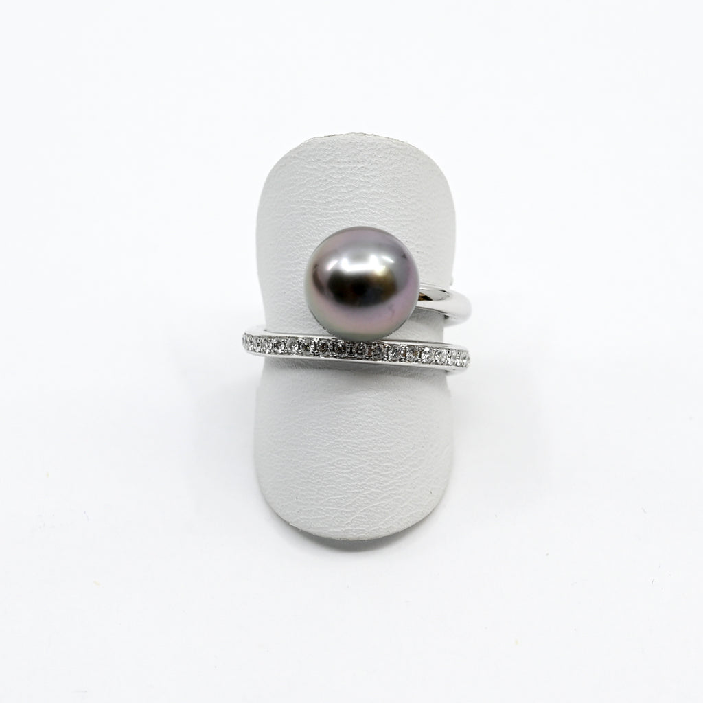 Ring Weissgold 750 mit Brillanten und Tahitiperle