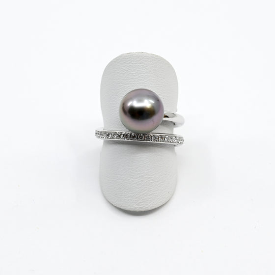 Ring Weissgold 750 mit Brillanten und Tahitiperle