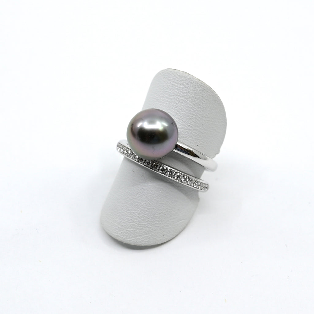 Ring Weissgold 750 mit Brillanten und Tahitiperle