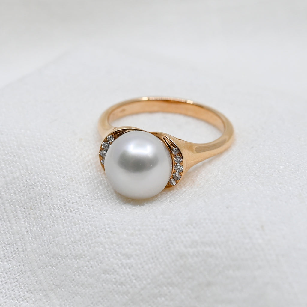 Ring Roségold 750 mit Brillanten und Perle