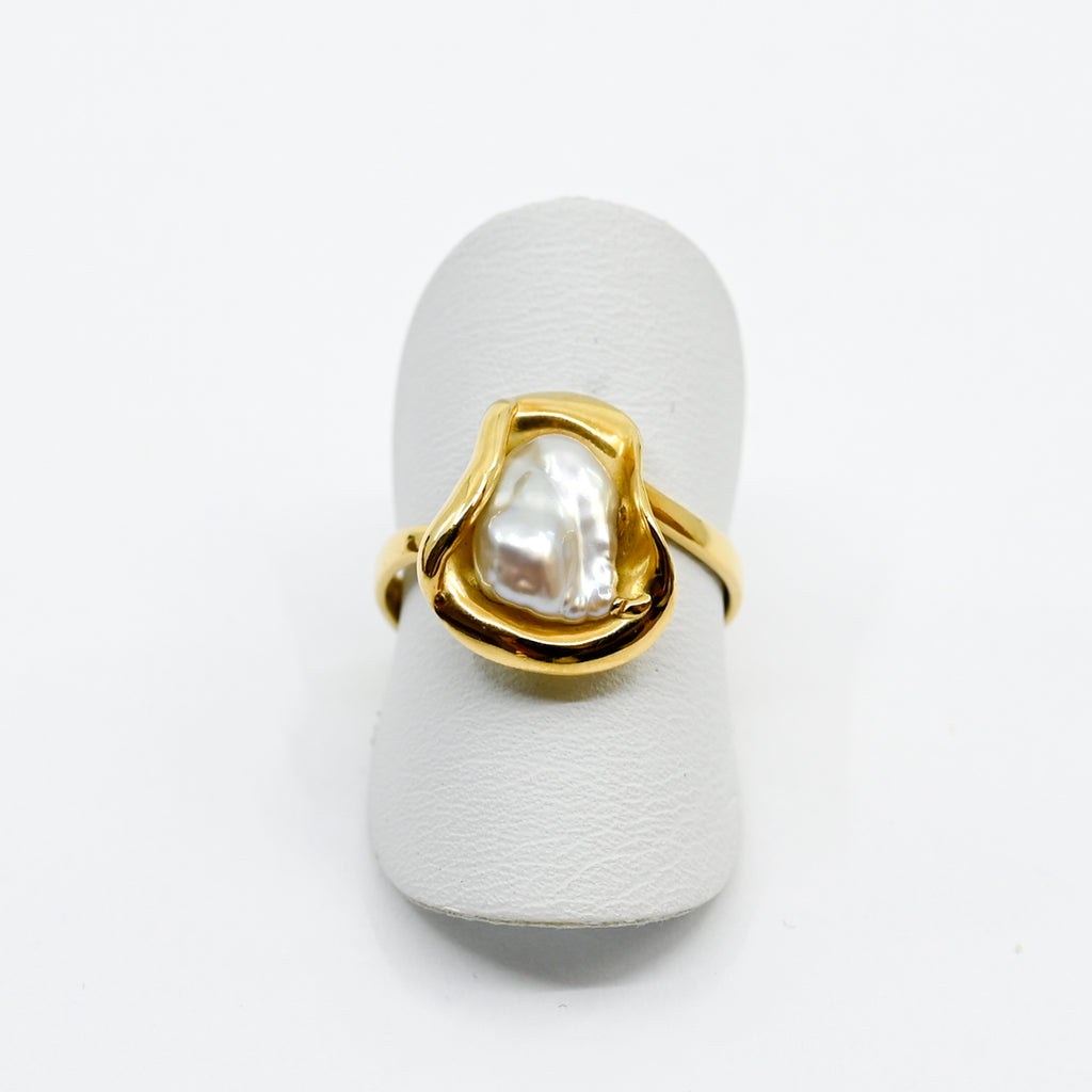 Ring Gelbgold 750 mit Süsswasserperle