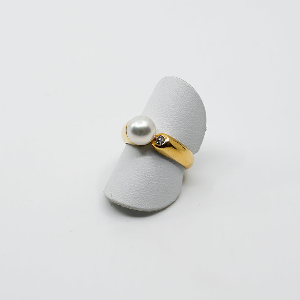 Ring Gelbgold 750 mit Brillant und Perle