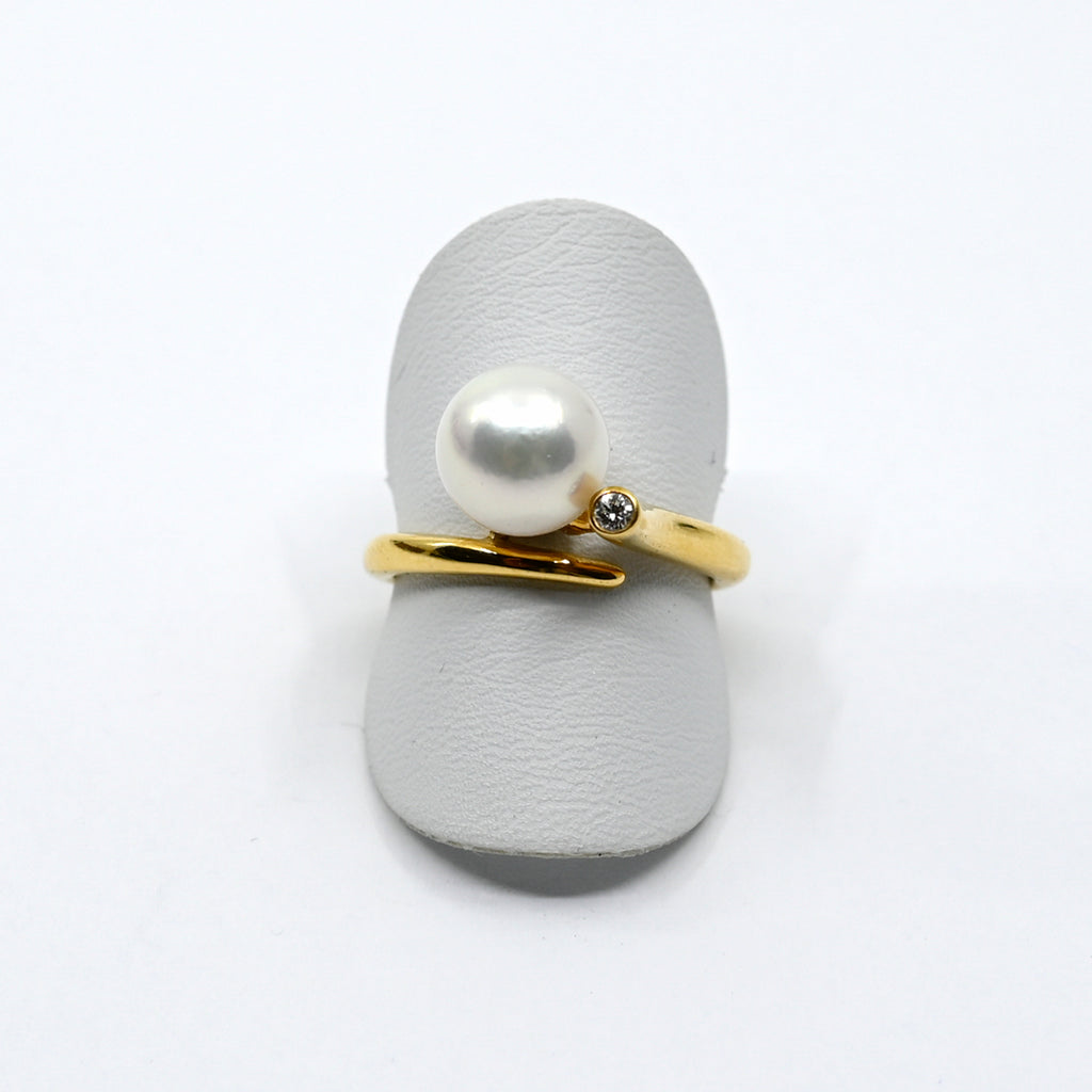 RIng Gelbgold 750 mit Brillant und Perle