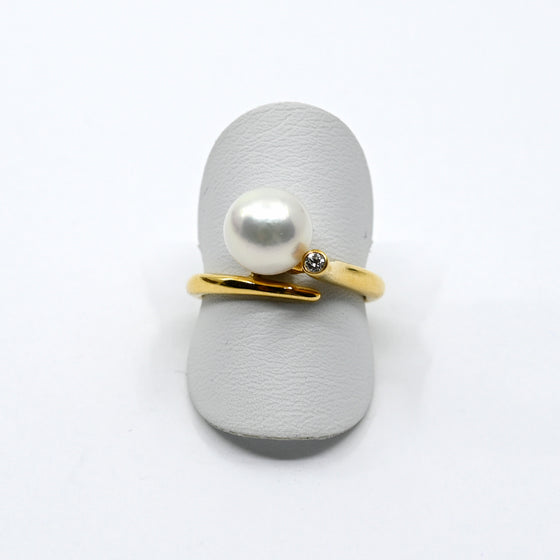 RIng Gelbgold 750 mit Brillant und Perle