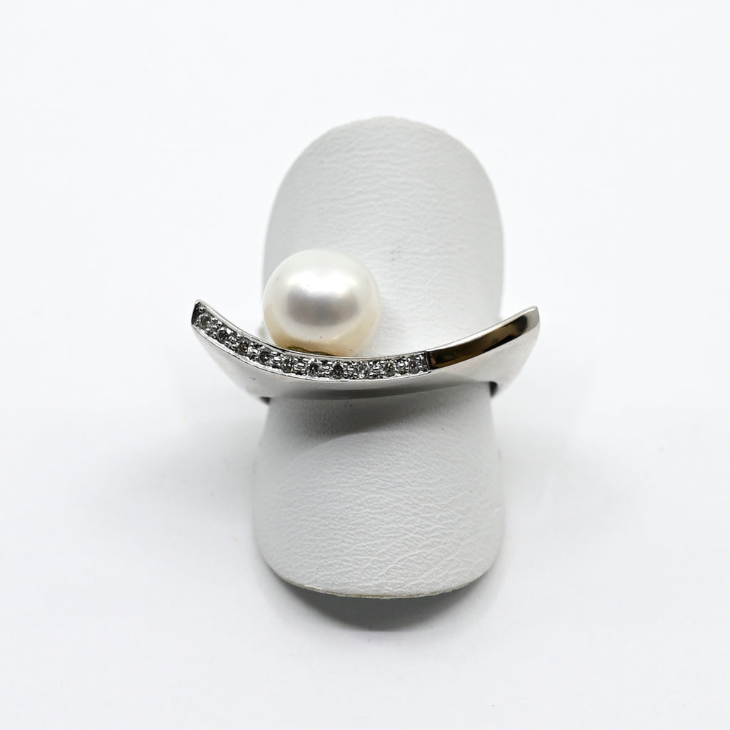 Ring Weissgold 750 mit Brillanten und Perle