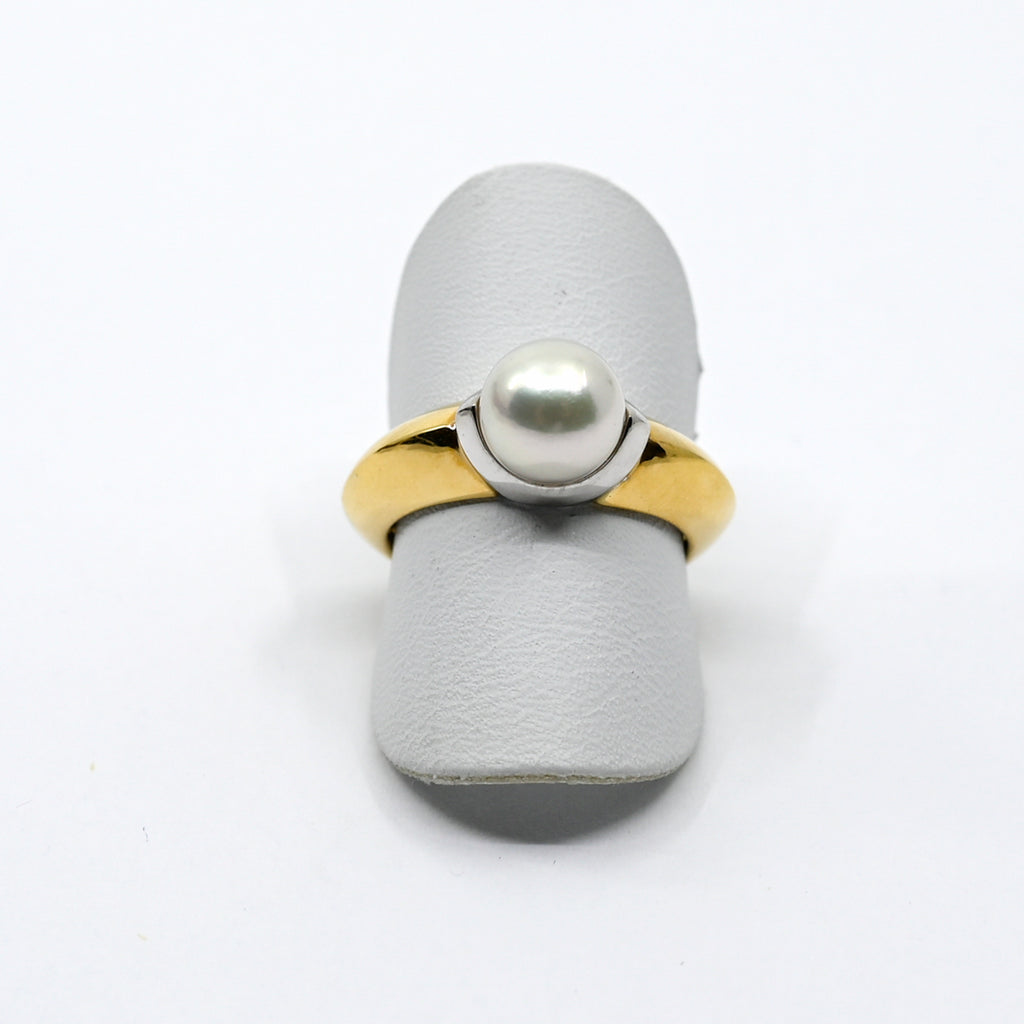 Ring Gelbgold/Weissgold 750 mit Perle