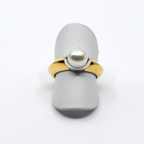 Ring Gelbgold/Weissgold 750 mit Perle