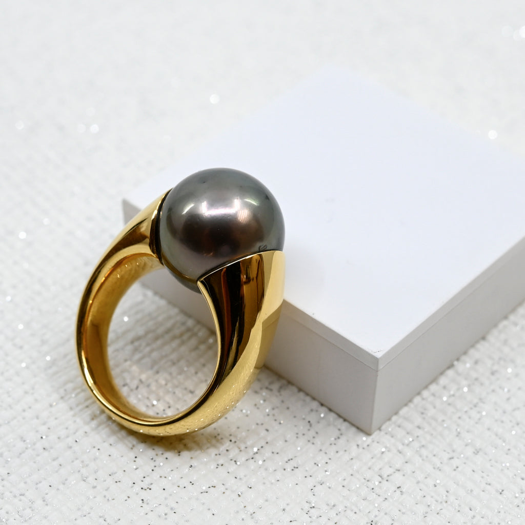 Ring Gelbgold 750 mit Tahitiperle