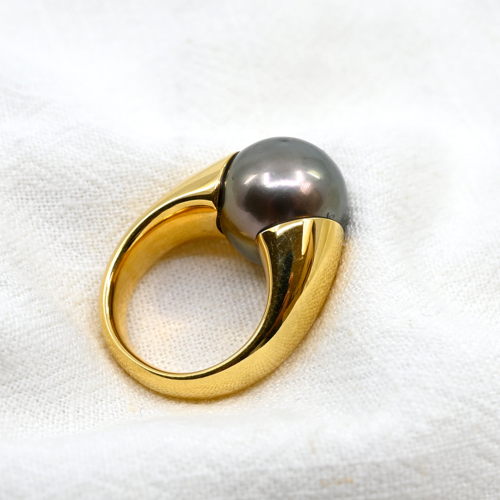 Ring Gelbgold 750 mit Tahitiperle