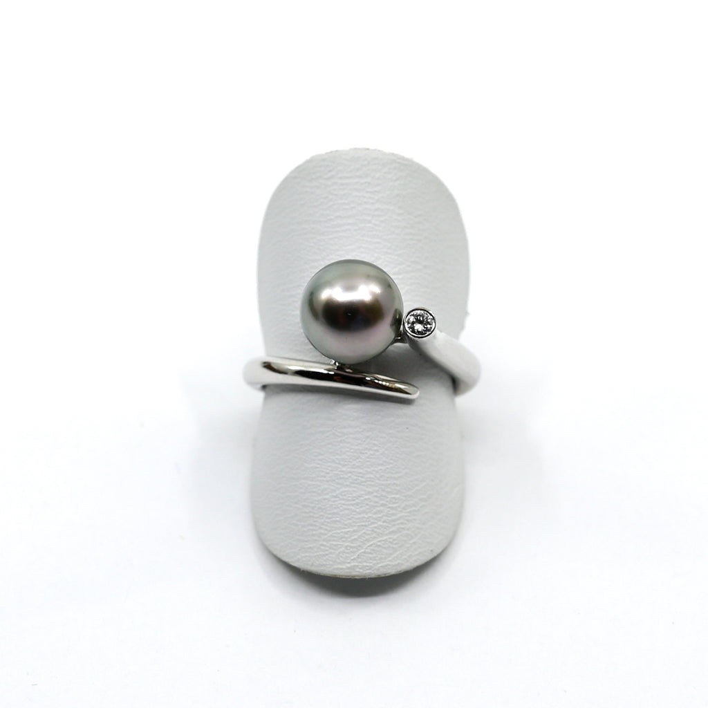 Ring Weissgold 750 mit Brillant und Tahitiperle