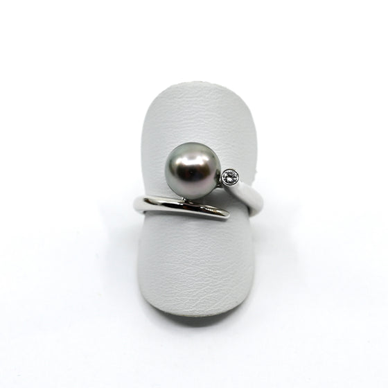 Ring Weissgold 750 mit Brillant und Tahitiperle