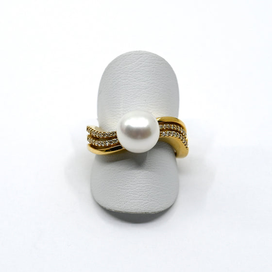 Ring Gelbgold 750 mit Brillanten und Perle