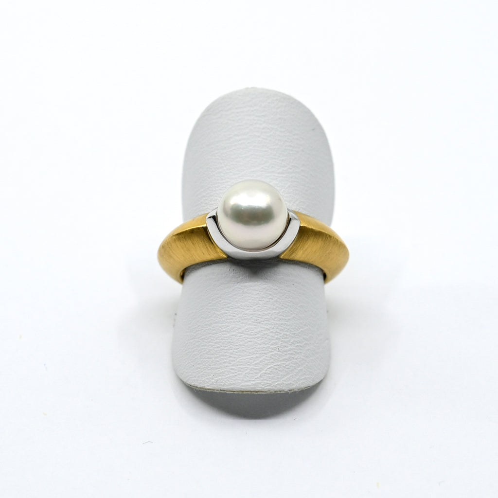 Ring Gelbgold/Weissgold 750 mit Perle