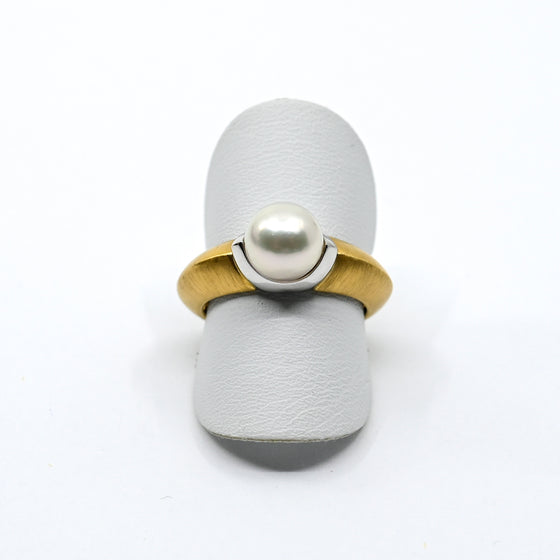 Ring Gelbgold/Weissgold 750 mit Perle