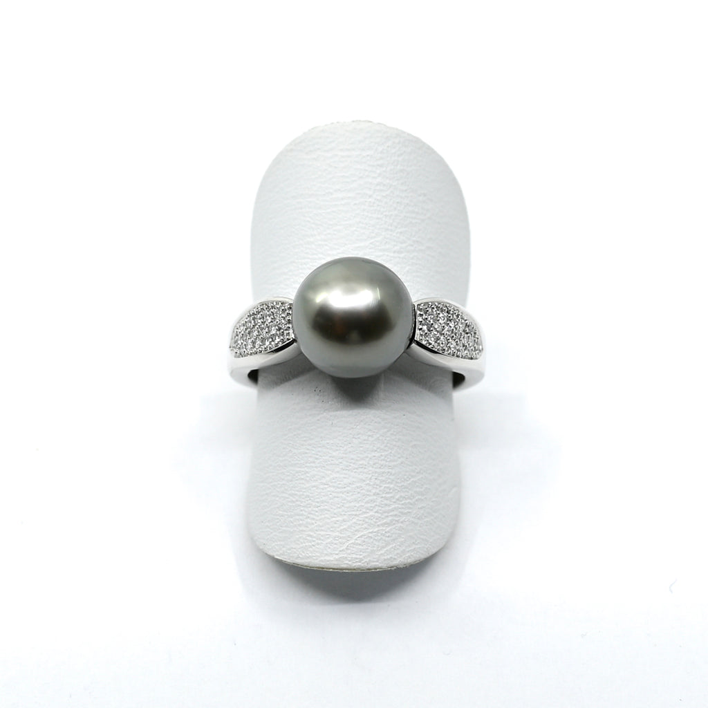 Ring Weissgold 750 mit Brillanten und Tahitiperle