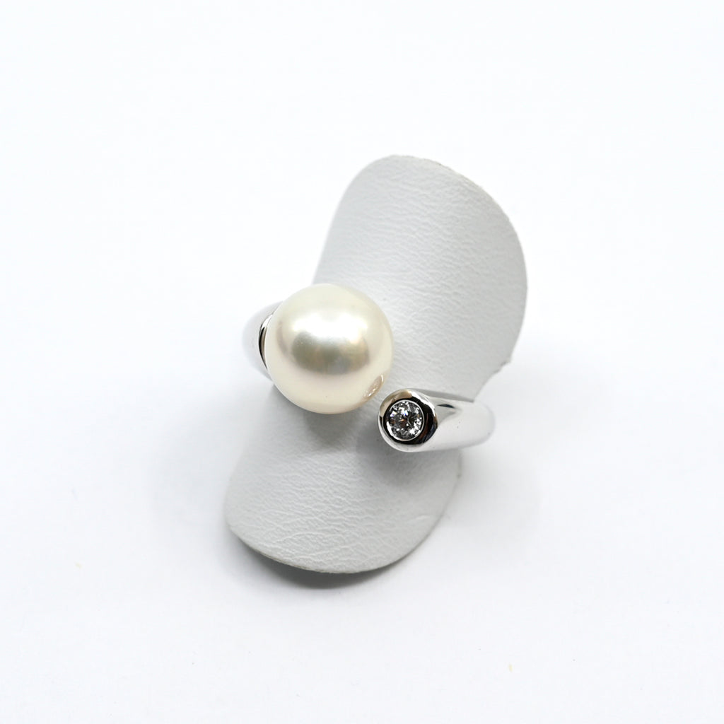 Ring Weissgold 750 mit Brillant und Perle